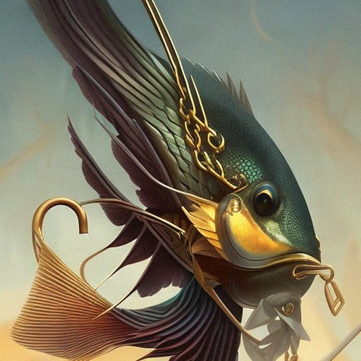 link bait concept- ai generated imaginary fish on a hook